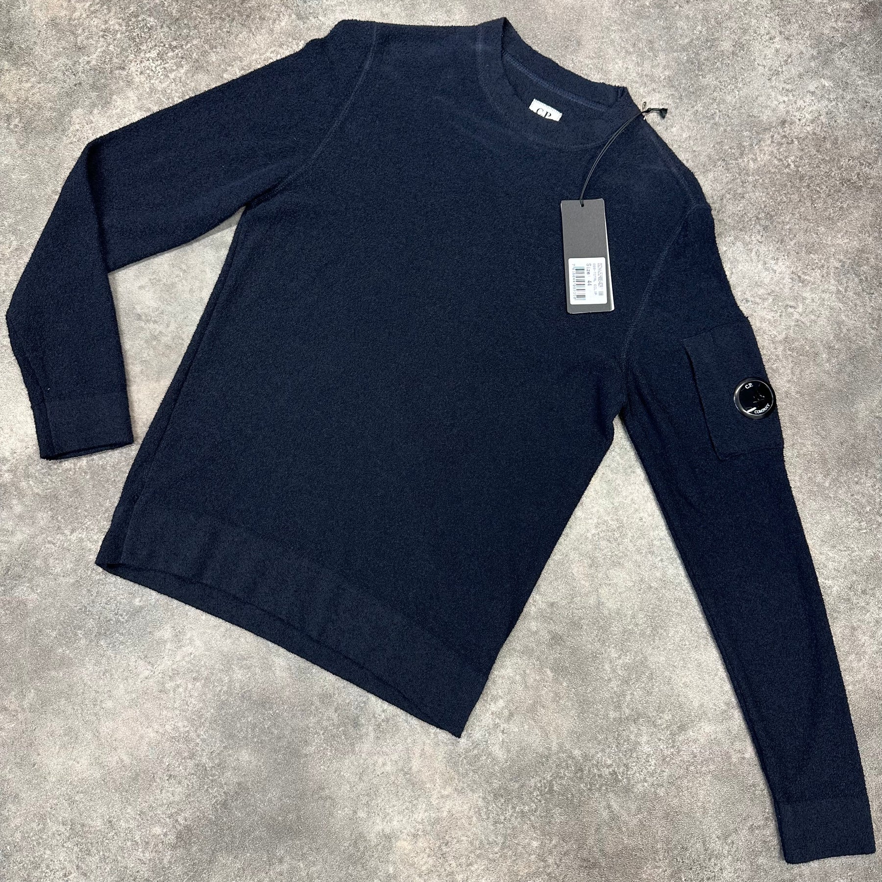 CP COMPANY LENS BANDAGE STYLE SWEATER NAVY BLUE