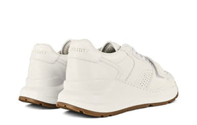 BURBERRY LEATHER STRAP TRAINERS WHITE