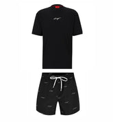 HUGO BOSS HUGO SIGNATURE T-SHIRT & SWIM SHORTS SET BLACK