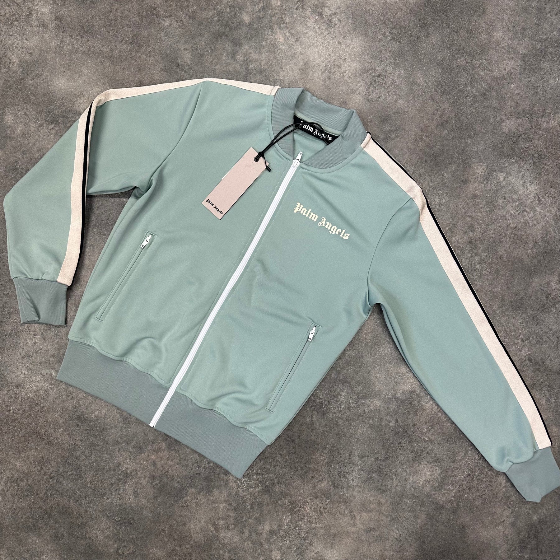 PALM ANGELS BOMBER STYLE TRACK TOP GREY