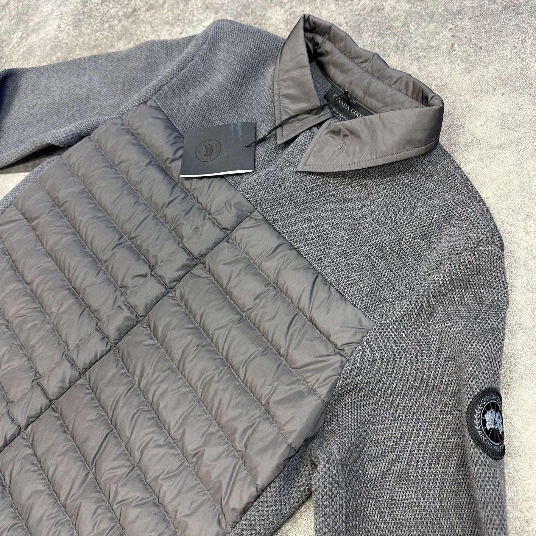 CANADA GOOSE HYBRID PADDED KNITTED OVERSHIRT CHARCOAL GREY