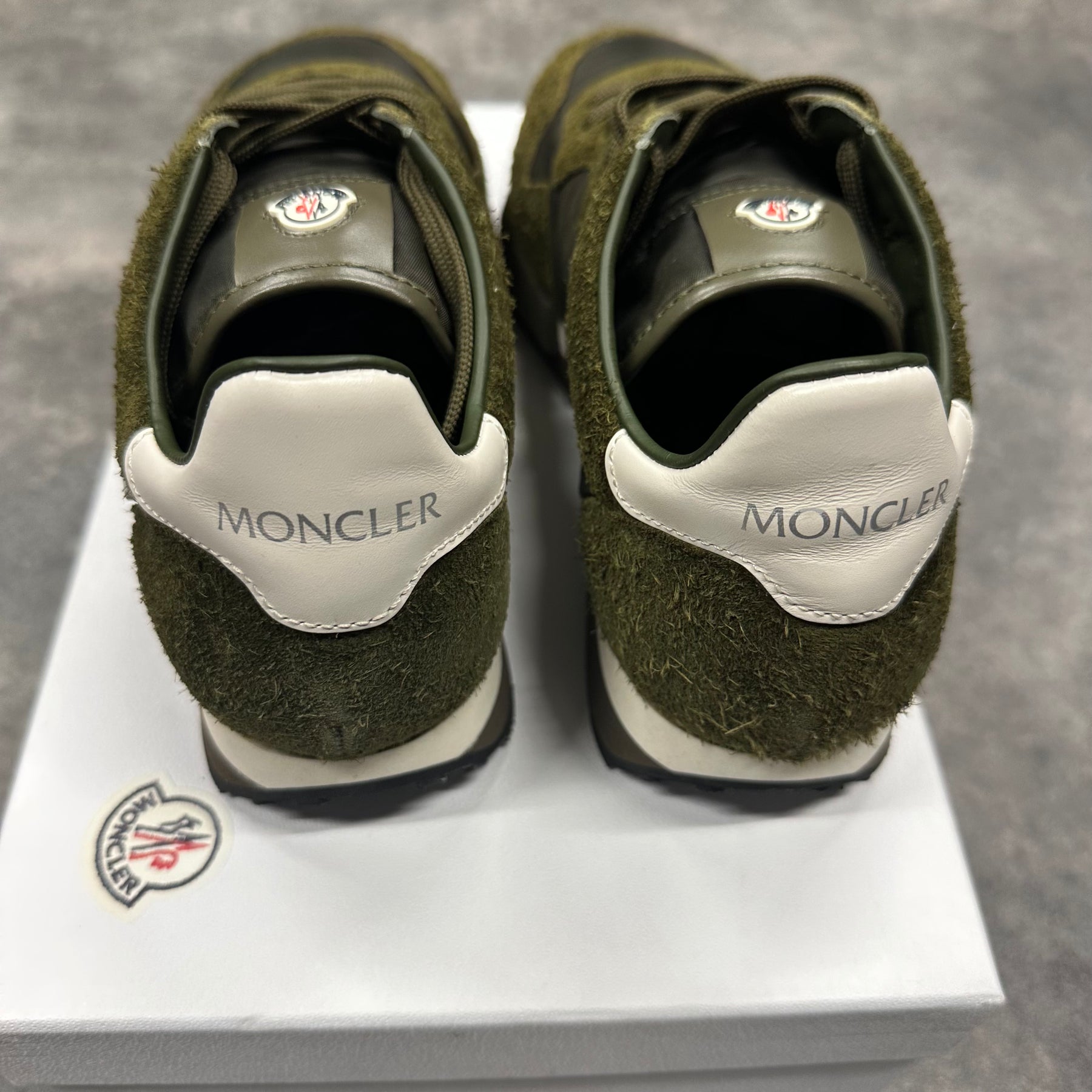 MONCLER SUEDE RUNNERS TRAINERS GREEN