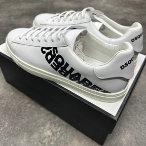 DSQUARED2 LOW TRAINERS MIRROR LOGO WHITE