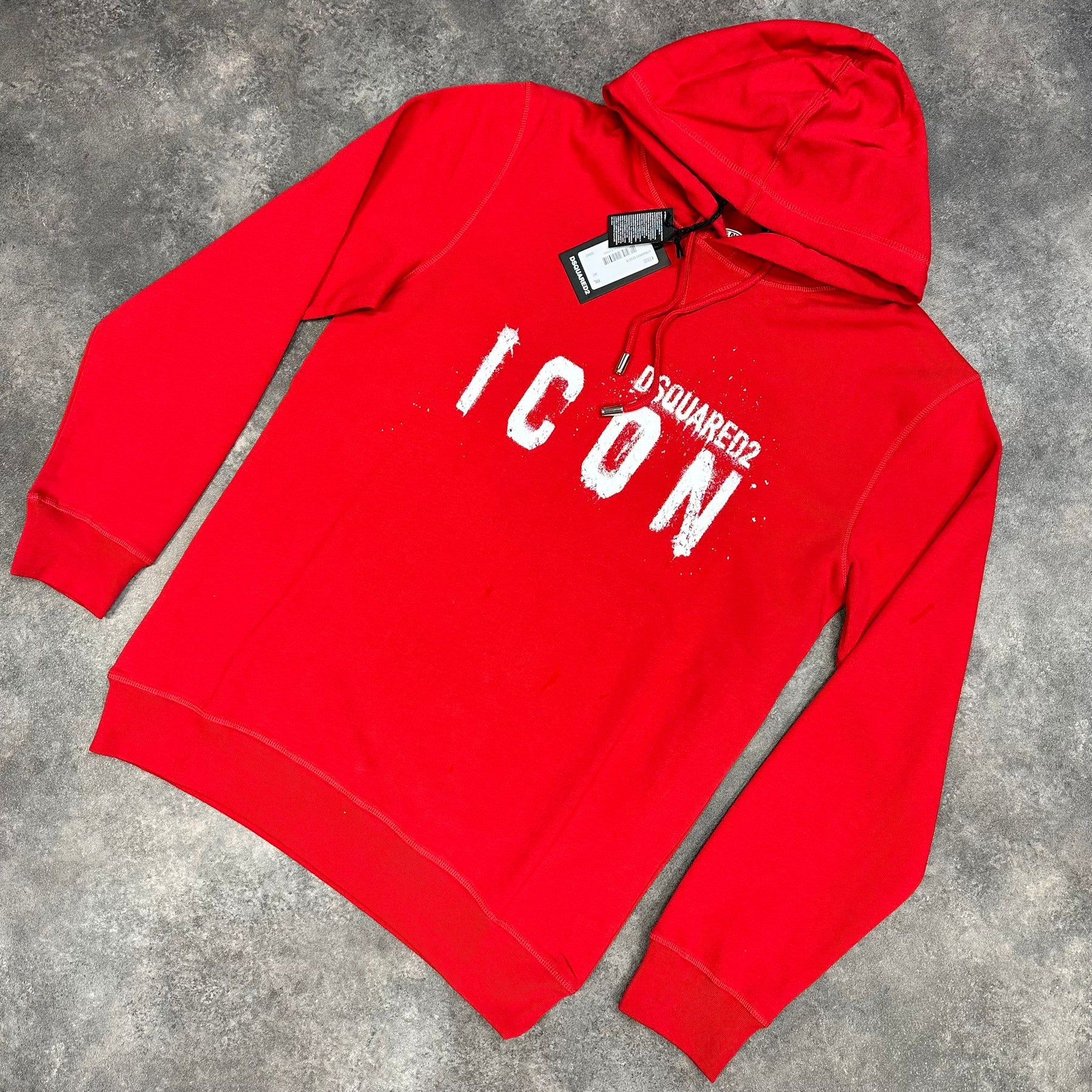DSQUARED2 ICON SPRAY LOGO HOODIE RED