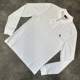 PAUL SMITH EMBROIDERED ZEBRO LONG SLEEVE POLO SHIRT WHITE