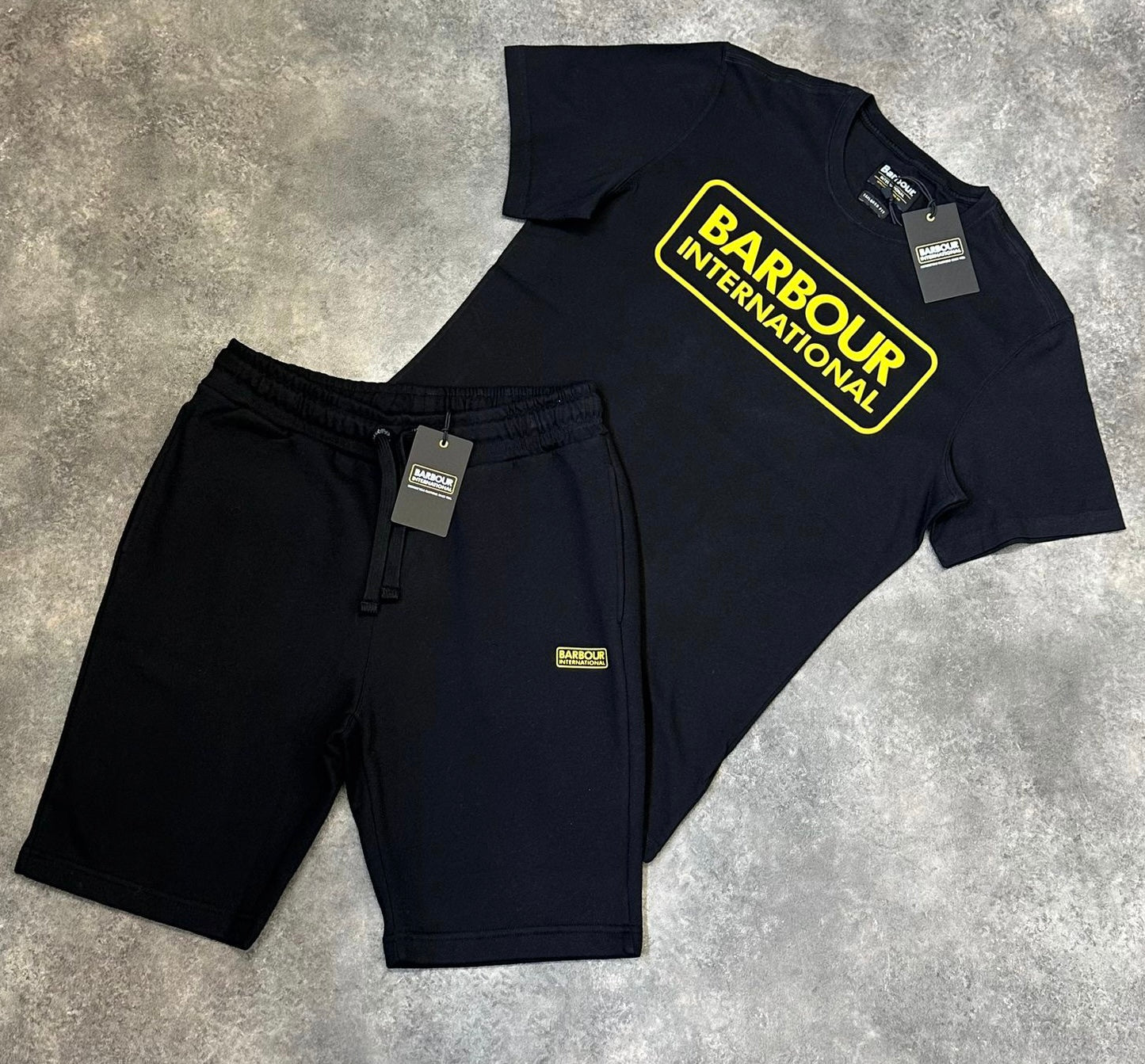 BARBOUR INTERNATIONAL T-SHIRT & JERSEY SHORTS SET BLACK