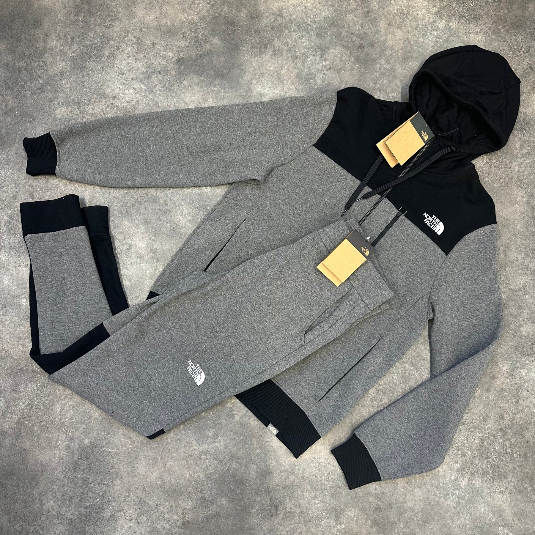 NORT FACE HOODED ZIP UP TRACKSUIT GREY / BLACK
