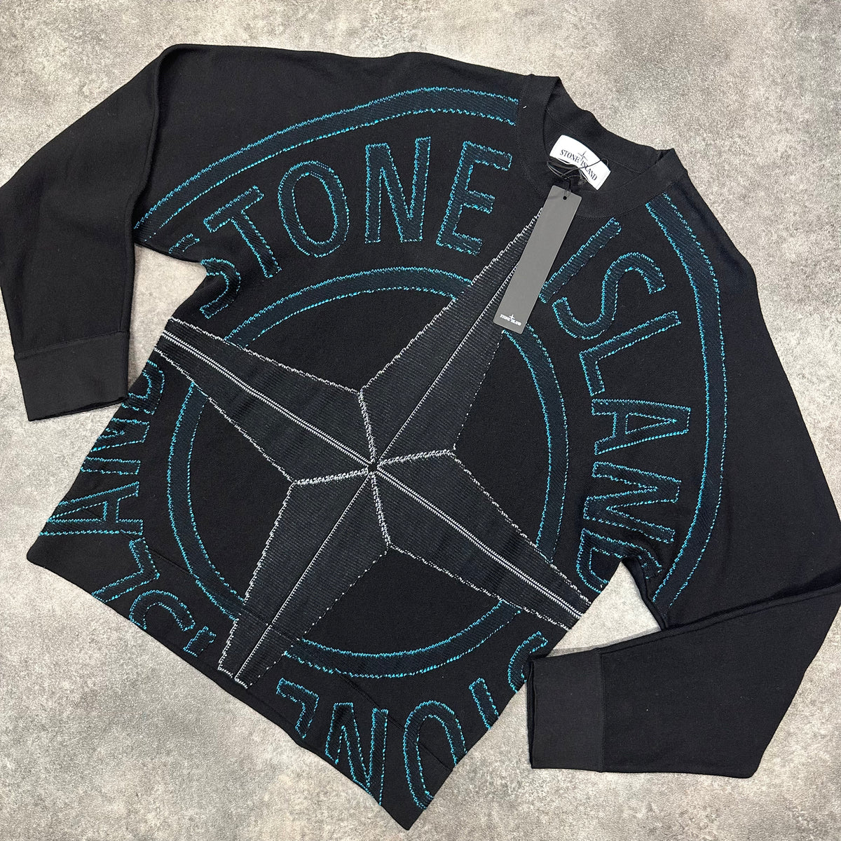 STONE ISLAND BIG LOGO KNITTED SWEATER BLACK