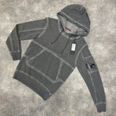 CP COMPANY ENVELOPED COLOUR HOODIE CHARCOAL GREY