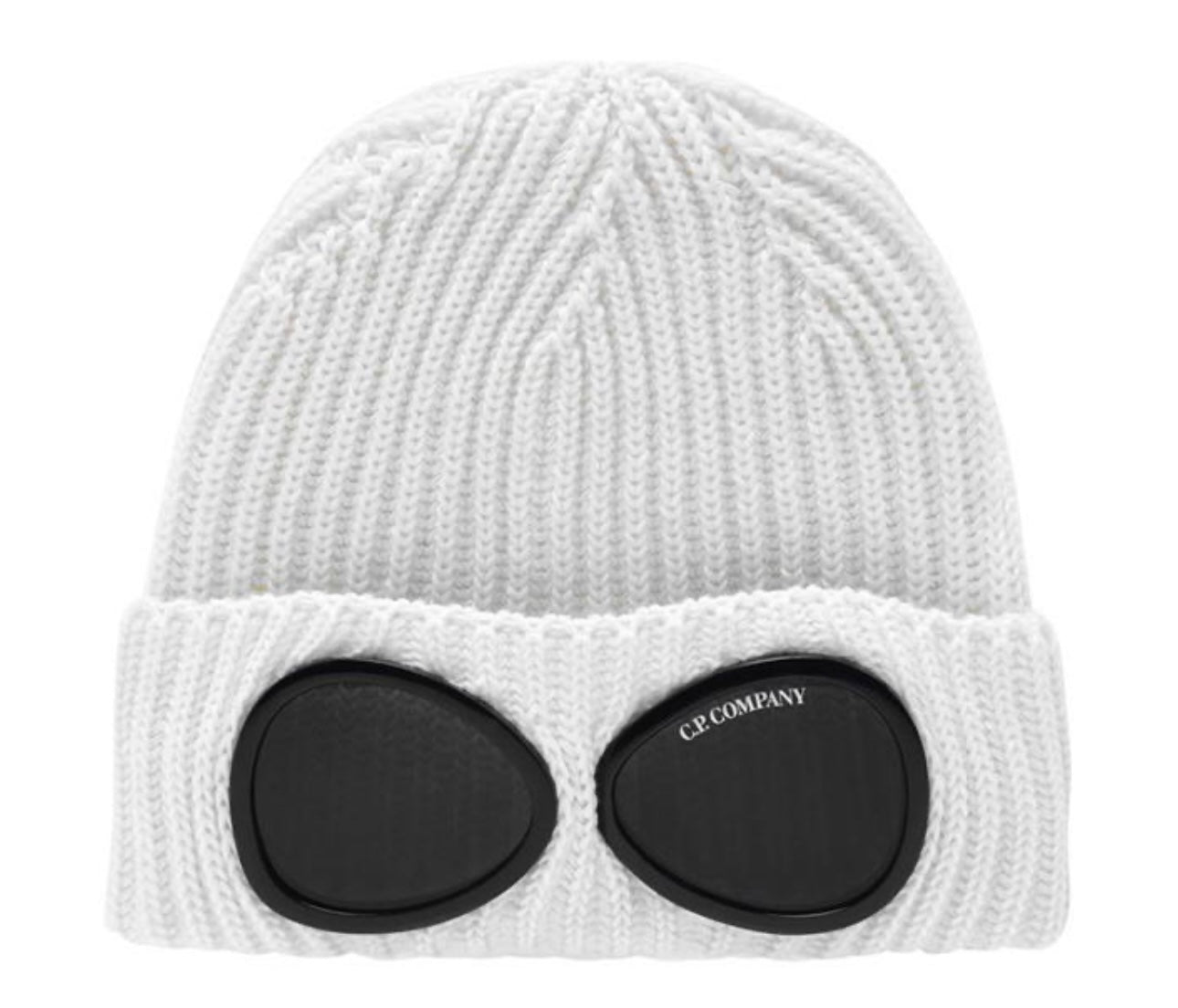 CP COMPANY GOGGLE BEANIE HAT WHITE