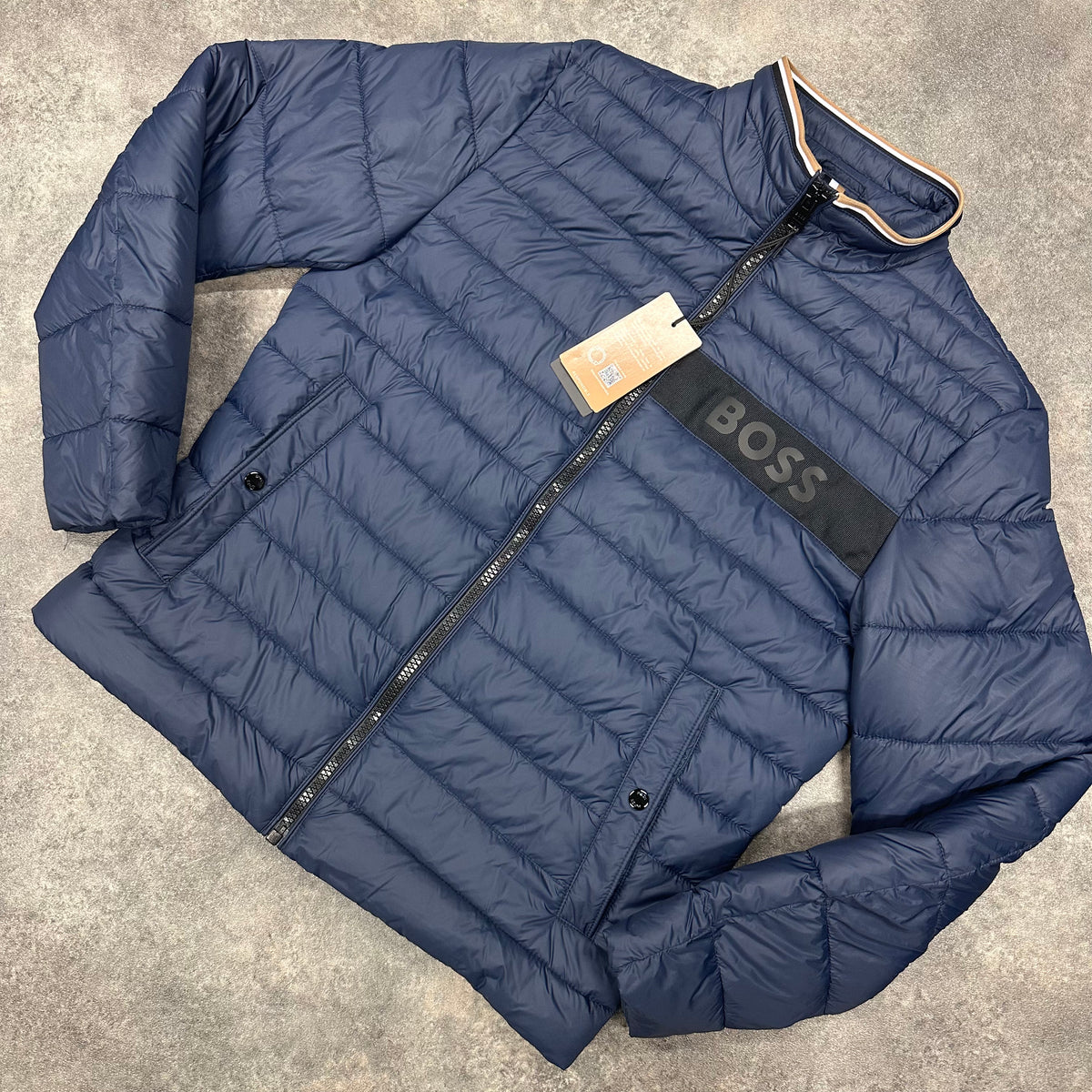 HUGO BOSS LIGHTWEIGHT PUFFER JACKET NAVY BLUE