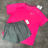 NIKE DRI FIT RUNNING GYM KIT PINK GREY SET