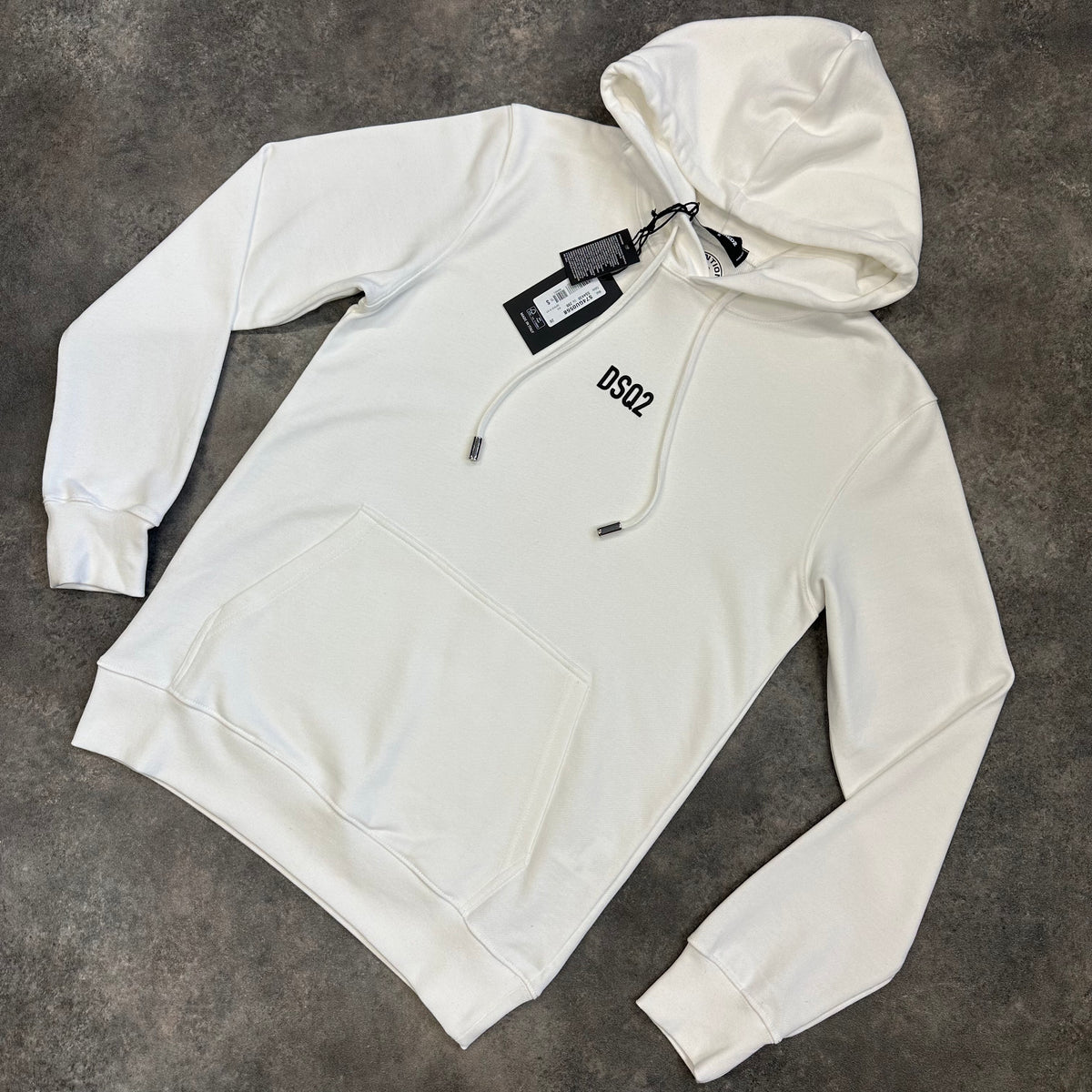 DSQUARED2 DSQ2 SMALL RUBBER LOGO OTTH HOODIE WHITE
