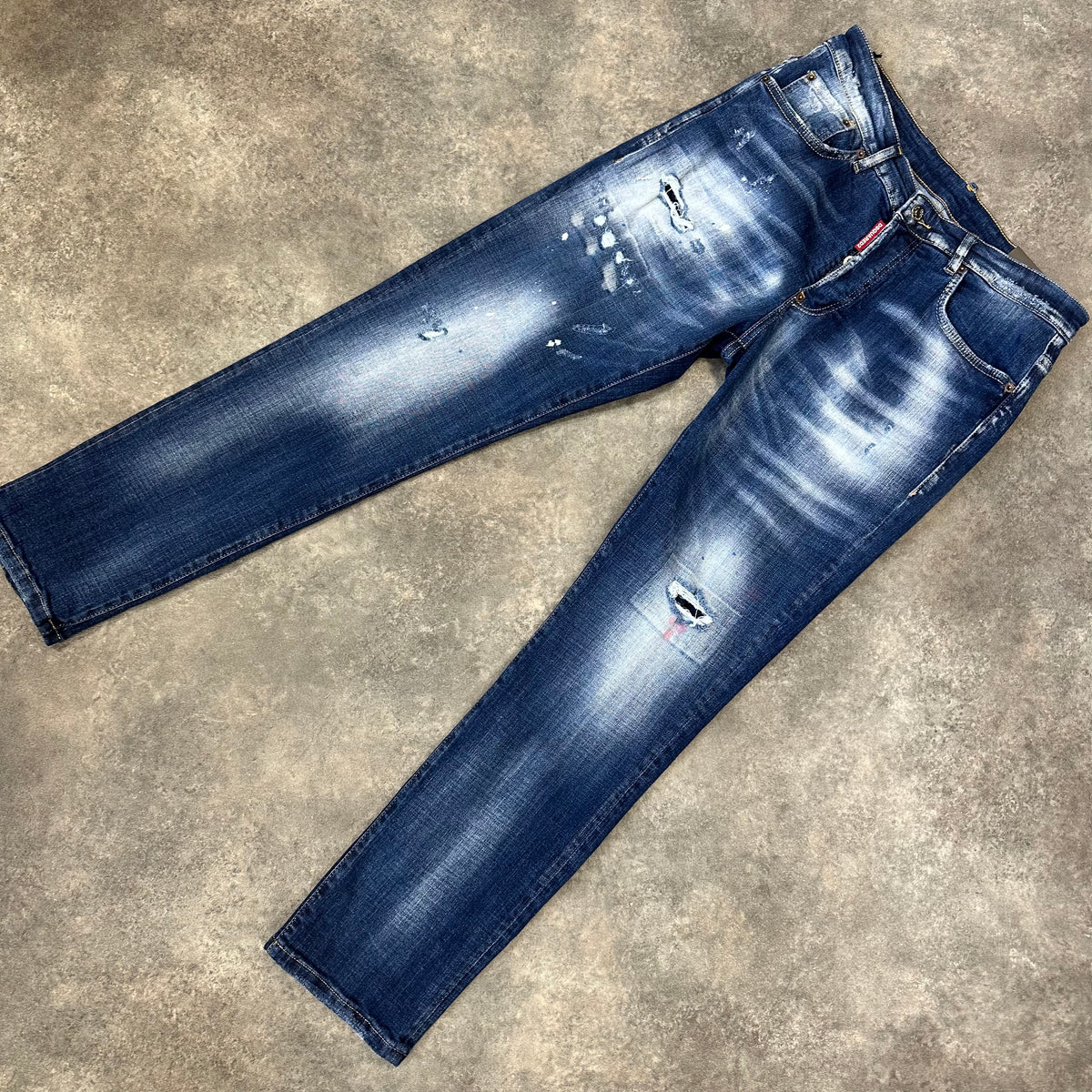 DSQUARED2 DISTRESSED JEANS BLUE SMALL BLACK PATCH