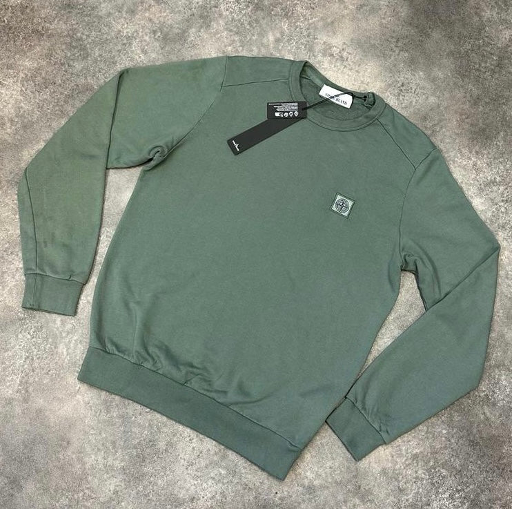 STONE ISLAND PATCH LOGO SWEATSHIRT KHAKI GREEN - SAMPLE